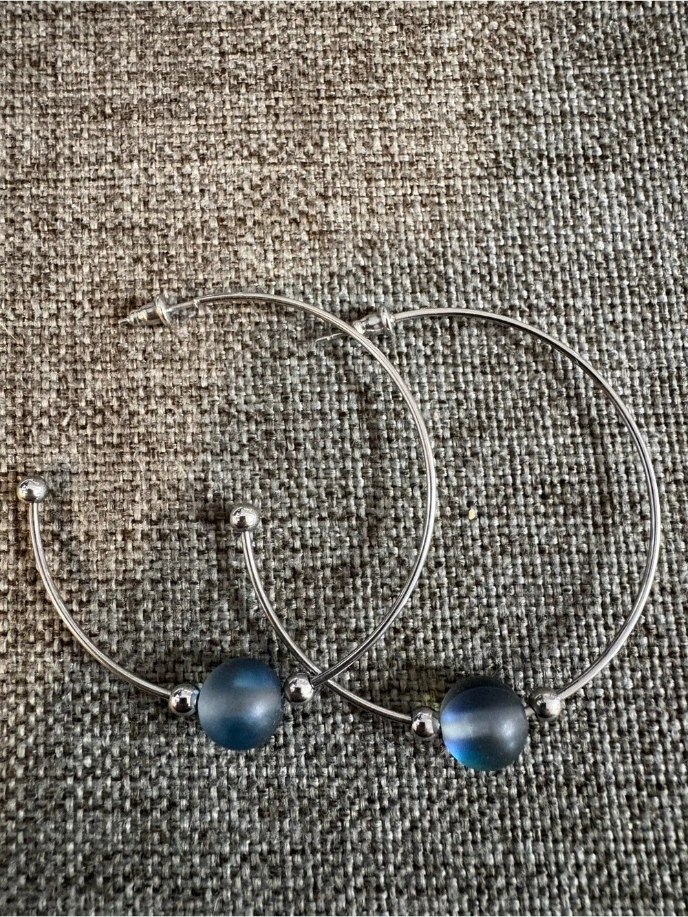Nogu Blue/grey Beaded Hoop Earrings